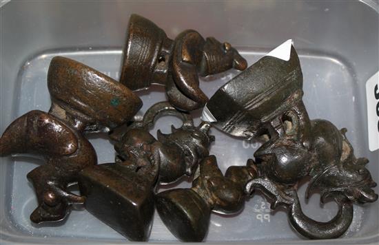 5 Oriental bronze opium weights